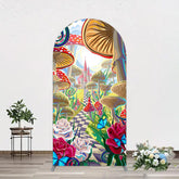 Lofaris Floral Mushroom Wonderland Birthday Arch Backdrop